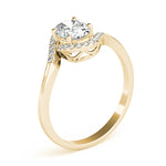 LUMEO Oval Halo Diamond Engagement Ring Angle View in 18k Solid Yellow Gold 