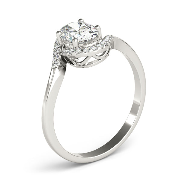 LUMEO Oval Halo Diamond Engagement Ring Angle View in Platinum 