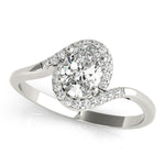 LUMEO Oval Halo Diamond Engagement Ring Front View in Platinum 