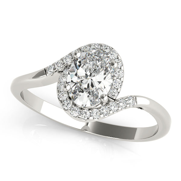 LUMEO Oval Halo Diamond Engagement Ring Front View in Platinum 