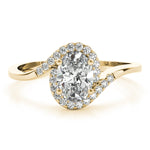 LUMEO Oval Halo Diamond Engagement Ring Set in 18k Solid Yellow Gold 