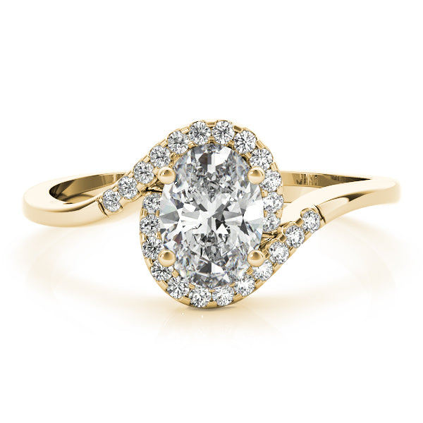 LUMEO Oval Halo Diamond Engagement Ring Set in 18k Solid Yellow Gold 