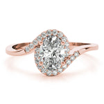 LUMEO Oval Halo Diamond Engagement Ring Set in 18k Solid Rose Gold 