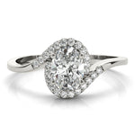 LUMEO Oval Halo Diamond Engagement Ring Set in Platinum 