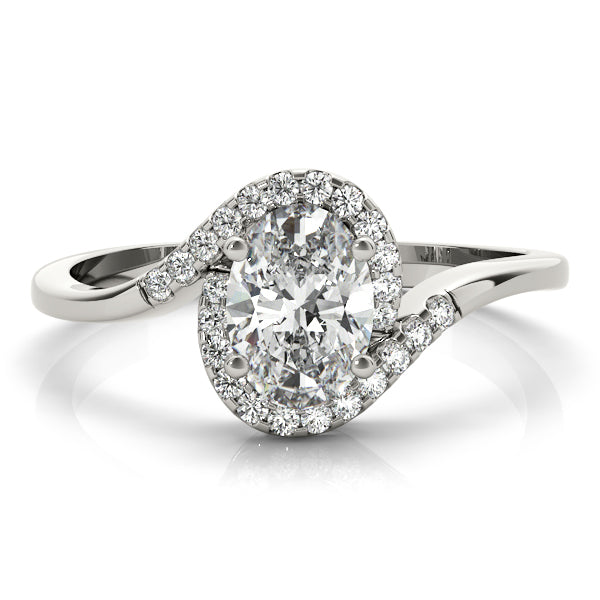LUMEO Oval Halo Diamond Engagement Ring Set in Platinum 