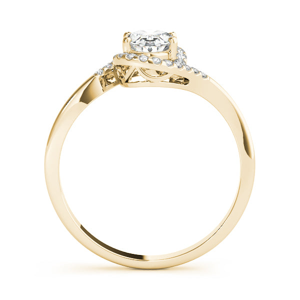 LUMEO Oval Halo Diamond Engagement Ring Side View in 18k Solid Yellow Gold 