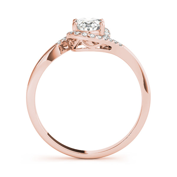 LUMEO Oval Halo Diamond Engagement Ring Side View in 18k Solid Rose Gold 