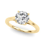 LUMEO Round Solitaire Diamond Engagement Ring Front View in 18k Solid Yellow Gold 