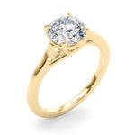 LUMEO Round Solitaire Diamond Engagement Ring Angle View in 18k Solid Yellow Gold 