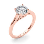 LUMEO Round Solitaire Diamond Engagement Ring Angle View in 18k Solid Rose Gold 