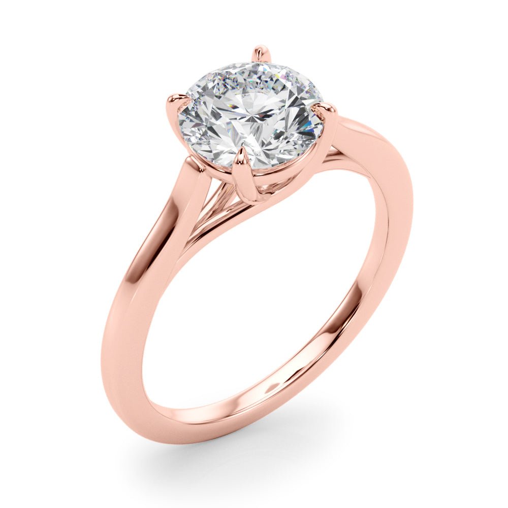 LUMEO Round Solitaire Diamond Engagement Ring Angle View in 18k Solid Rose Gold 