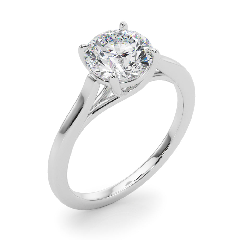 LUMEO Round Solitaire Diamond Engagement Ring Angle View in Platinum 