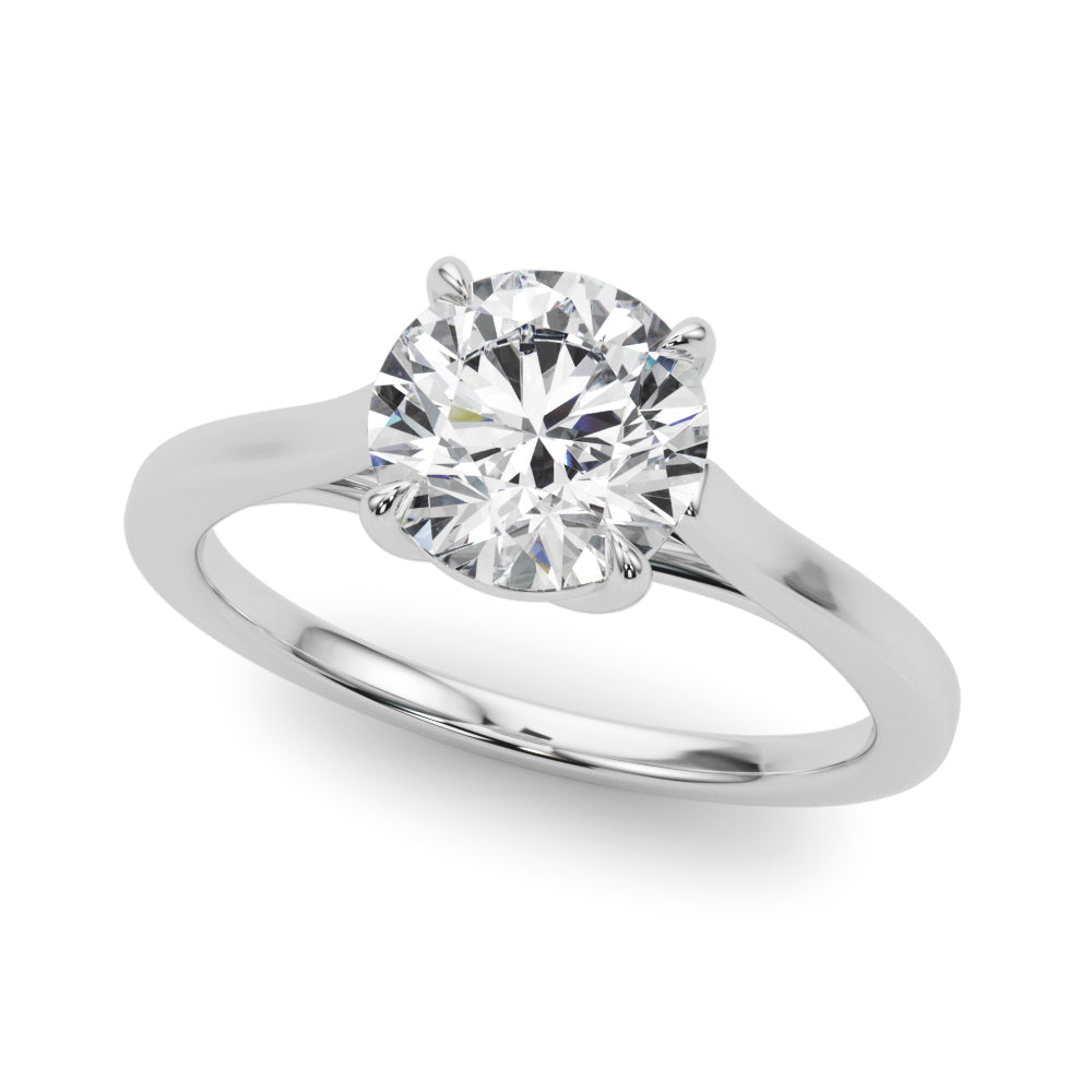 LUMEO Round Solitaire Diamond Engagement Ring Front View in Platinum 