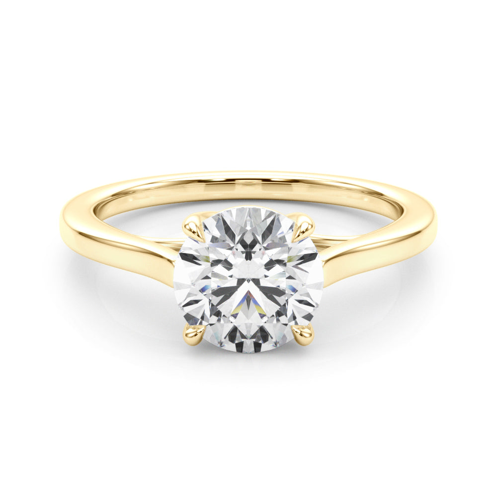 LUMEO Round Solitaire Diamond Engagement Ring Set in 18k Solid Yellow Gold 