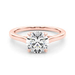 LUMEO Round Solitaire Diamond Engagement Ring Set in 18k Solid Rose Gold 