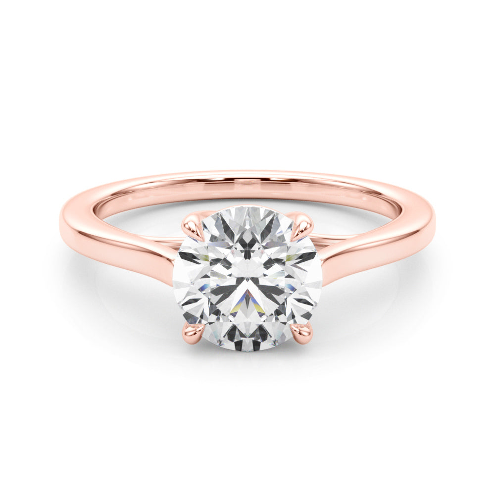 LUMEO Round Solitaire Diamond Engagement Ring Set in 18k Solid Rose Gold 