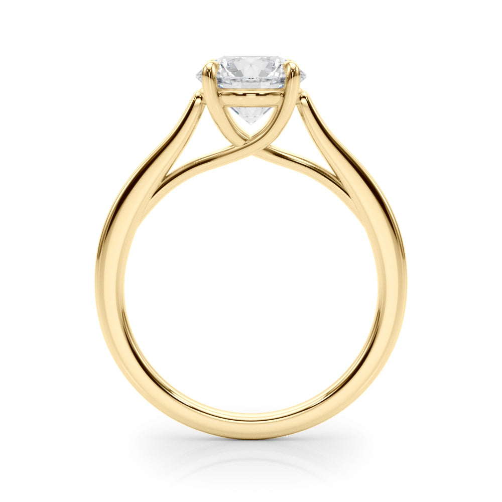 LUMEO Round Solitaire Diamond Engagement Ring Side View in 18k Solid Yellow Gold 