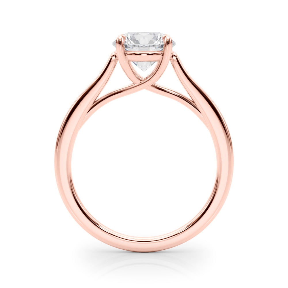 LUMEO Round Solitaire Diamond Engagement Ring Side View in 18k Solid Rose Gold 