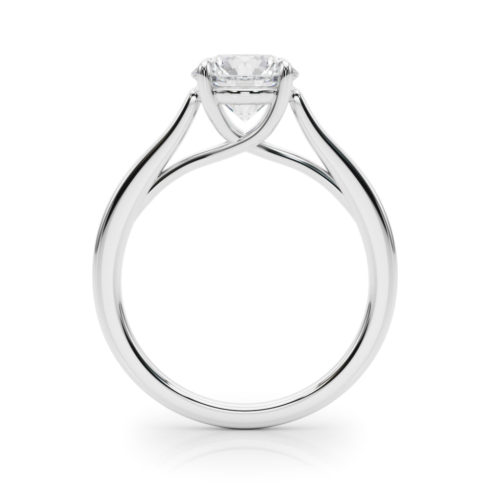 LUMEO Round Solitaire Diamond Engagement Ring Side View in Platinum 