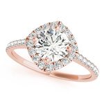 LUMEO Round Halo Diamond Engagement Ring Front View in 18k Solid Rose Gold 