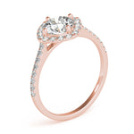 LUMEO Round Halo Diamond Engagement Ring Angle View in 18k Solid Rose Gold 