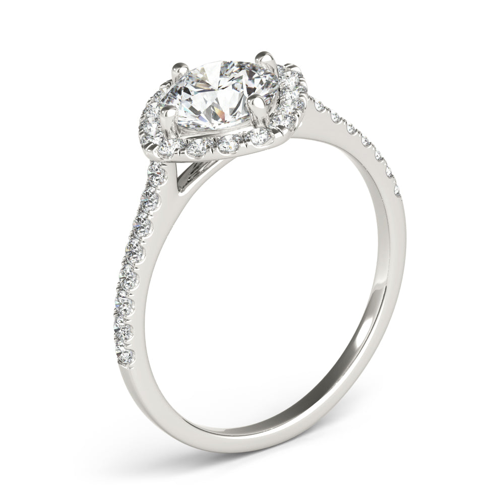 LUMEO Round Halo Diamond Engagement Ring Angle View in Platinum 