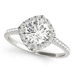 LUMEO Round Halo Diamond Engagement Ring Front View in Platinum 