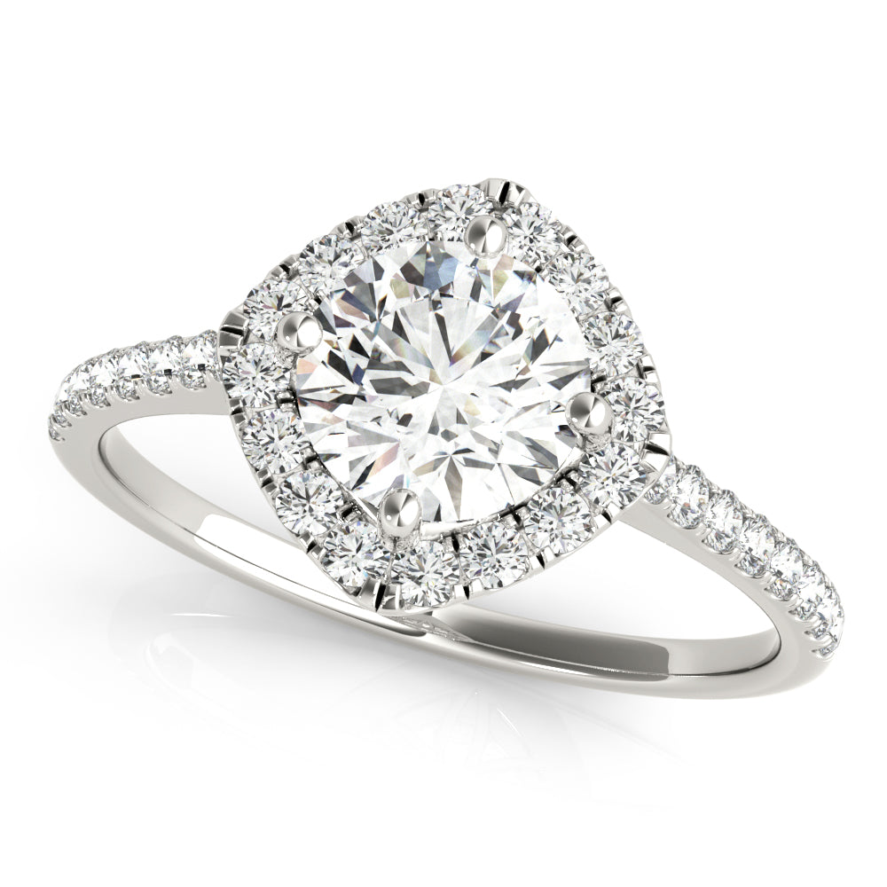 LUMEO Round Halo Diamond Engagement Ring Front View in Platinum 