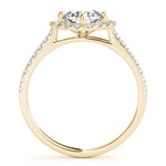 LUMEO Round Halo Diamond Engagement Ring Side View in 18k Solid Yellow Gold 