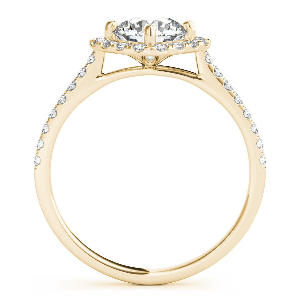 LUMEO Round Halo Diamond Engagement Ring Side View in 18k Solid Yellow Gold 