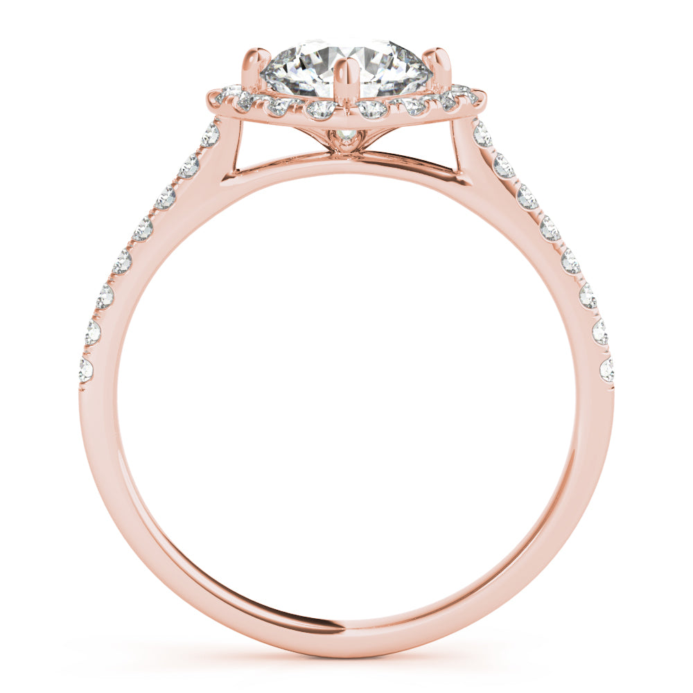 LUMEO Round Halo Diamond Engagement Ring Side View in 18k Solid Rose Gold 