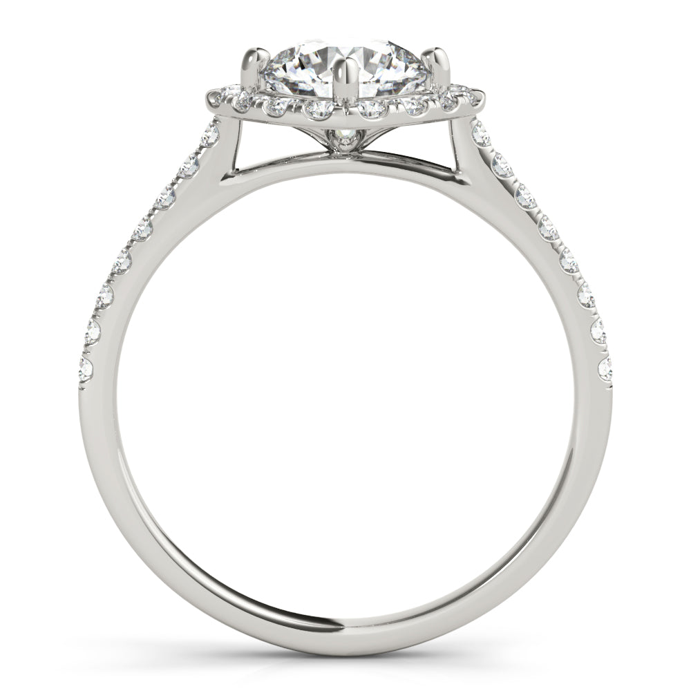 LUMEO Round Halo Diamond Engagement Ring Side View in Platinum 