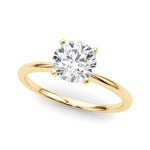 LUMEO Round Solitaire Diamond Engagement Ring Front View in 18k Solid Yellow Gold 