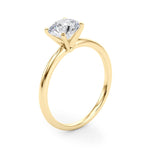 LUMEO Round Solitaire Diamond Engagement Ring Angle View in 18k Solid Yellow Gold 