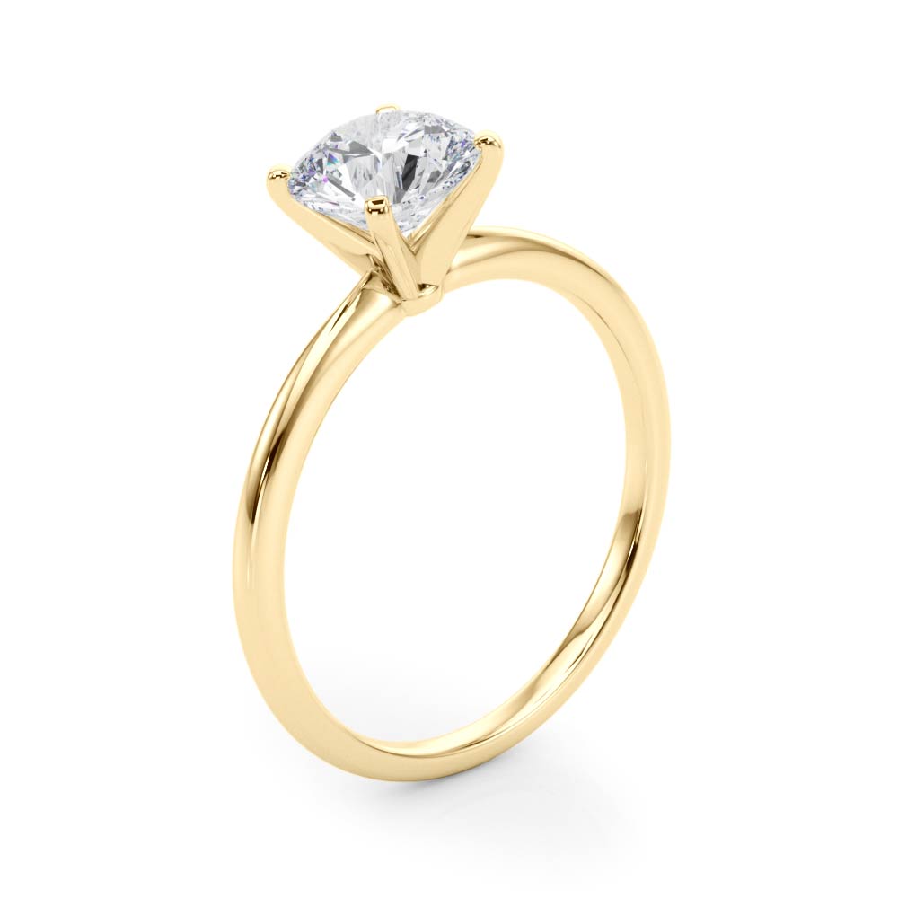 LUMEO Round Solitaire Diamond Engagement Ring Angle View in 18k Solid Yellow Gold 