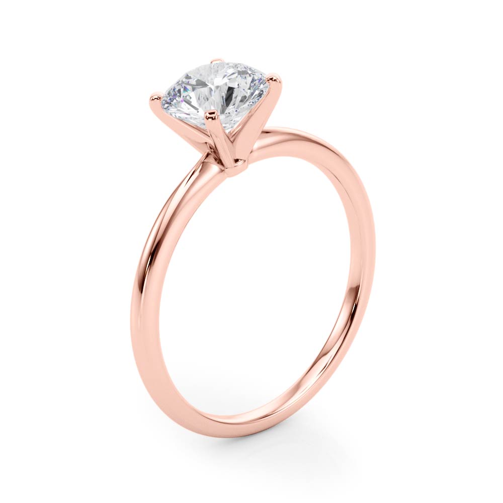 LUMEO Round Solitaire Diamond Engagement Ring Angle View in 18k Solid Rose Gold 
