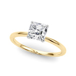 LUMEO Asscher Solitaire Diamond Engagement Ring Front View in 18k Solid Yellow Gold 