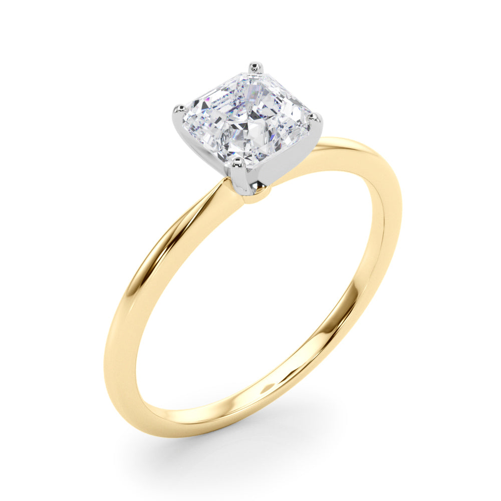 LUMEO Asscher Solitaire Diamond Engagement Ring Angle View in 18k Solid Yellow Gold 