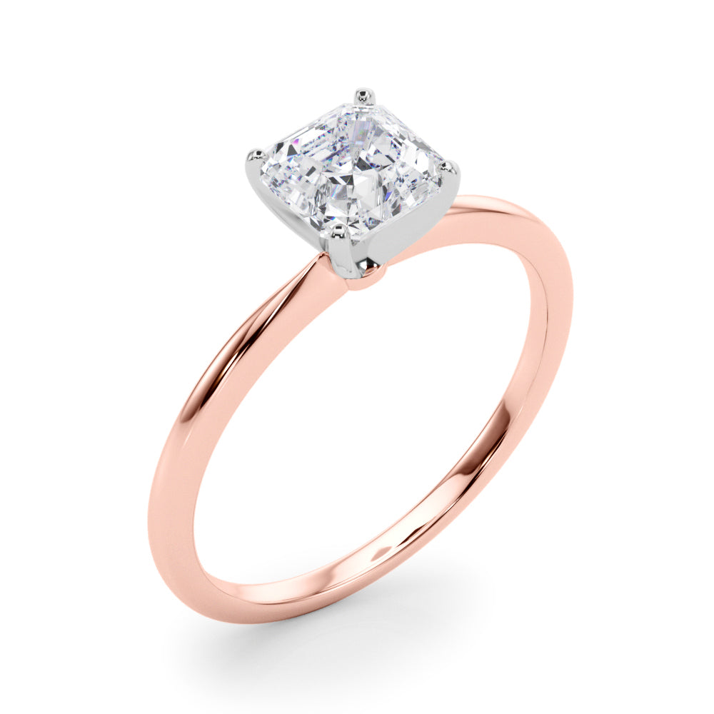 LUMEO Asscher Solitaire Diamond Engagement Ring Angle View in 18k Solid Rose Gold 
