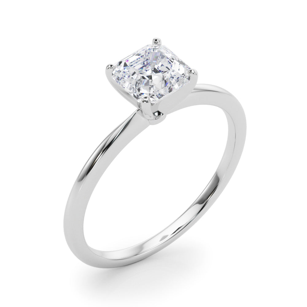 LUMEO Asscher Solitaire Diamond Engagement Ring Angle View in Platinum 