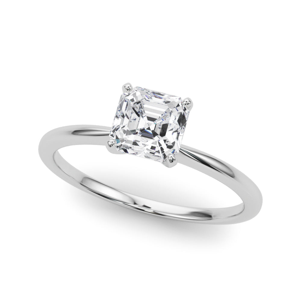 LUMEO Asscher Solitaire Diamond Engagement Ring Front View in Platinum 