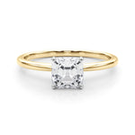 LUMEO Asscher Solitaire Diamond Engagement Ring Set in 18k Solid Yellow Gold 