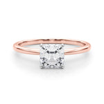 LUMEO Asscher Solitaire Diamond Engagement Ring Set in 18k Solid Rose Gold 