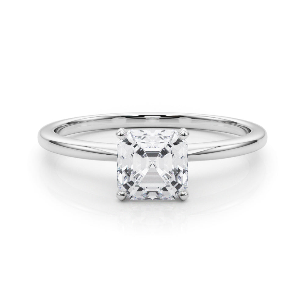 LUMEO Asscher Solitaire Diamond Engagement Ring Set in Platinum 