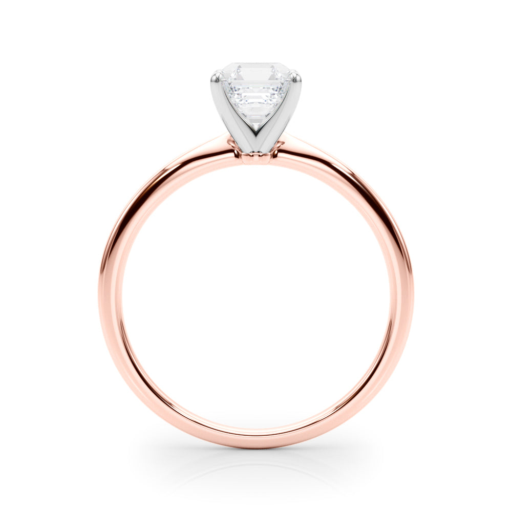 LUMEO Asscher Solitaire Diamond Engagement Ring Side View in 18k Solid Rose Gold 