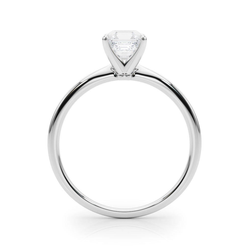 LUMEO Asscher Solitaire Diamond Engagement Ring Side View in Platinum 