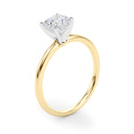 LUMEO Cushion Solitaire Diamond Engagement Ring Angle View in 18k Solid Yellow Gold 