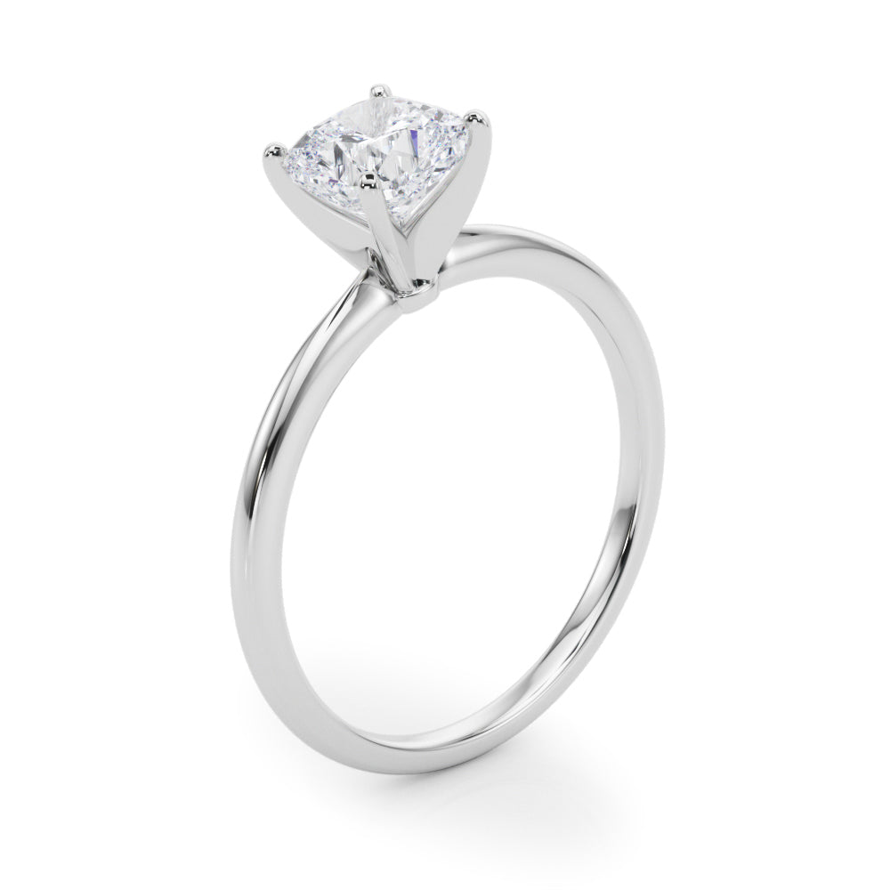LUMEO Cushion Solitaire Diamond Engagement Ring Angle View in Platinum 
