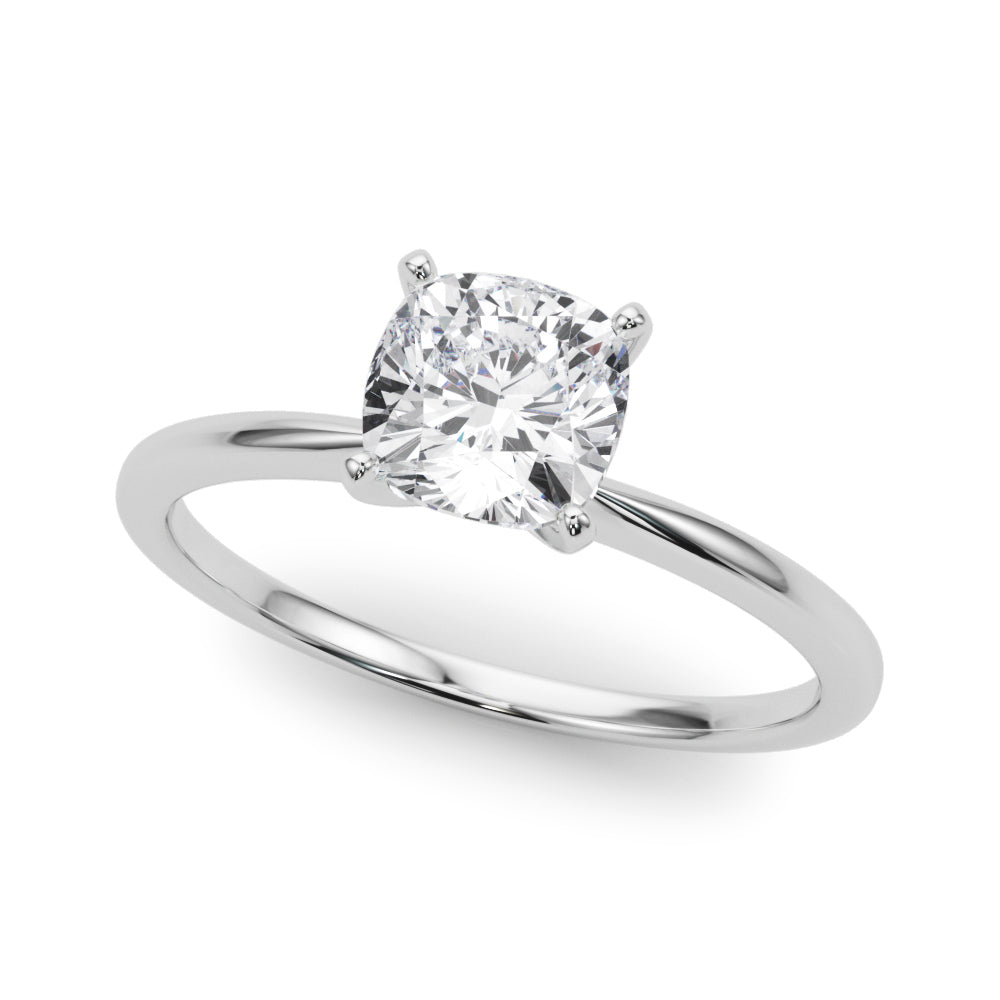 LUMEO Cushion Solitaire Diamond Engagement Ring Front View in Platinum 
