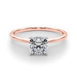 LUMEO Cushion Solitaire Diamond Engagement Ring Set in 18k Solid Rose Gold 